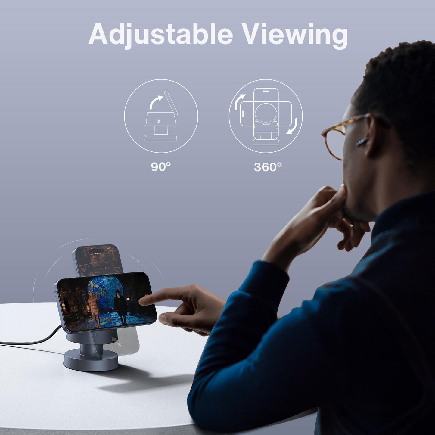 Incarcator wireless 4 in 1, statie de incarcare Magsafe 22.5 W cu lampa de veghe, incarcare rapida, unghi reglabil, pentru Apple iPhone, Iwatch, AirPods
