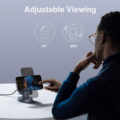 Incarcator wireless 4 in 1, statie de incarcare Magsafe 22.5 W cu lampa de veghe, incarcare rapida, unghi reglabil, pentru Apple iPhone, Iwatch, AirPods