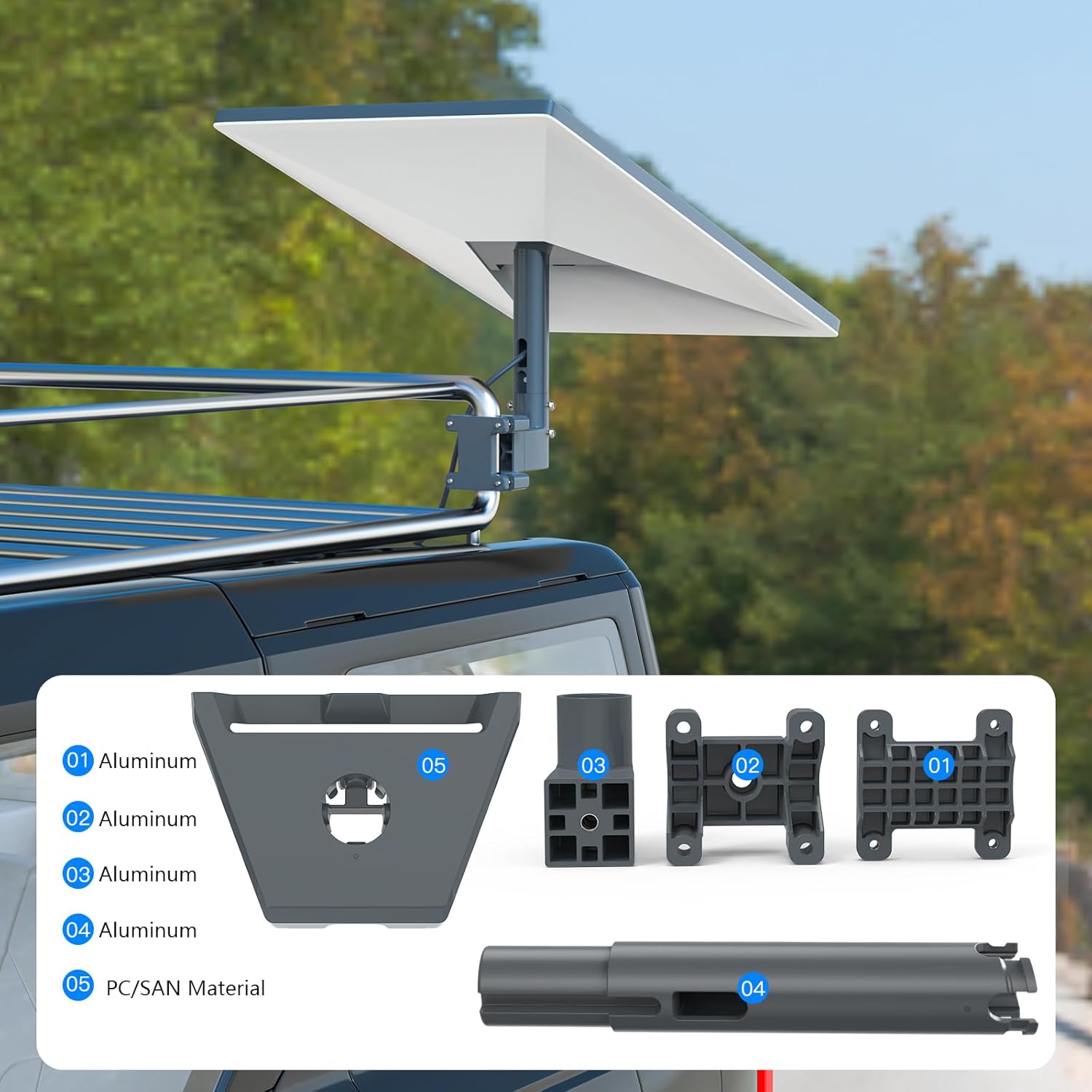 Montura pntru Starlink Gen 3, suport cu prindere tip clema pentru tevi cu diametru 20-50 mm, din aluminiu, negru