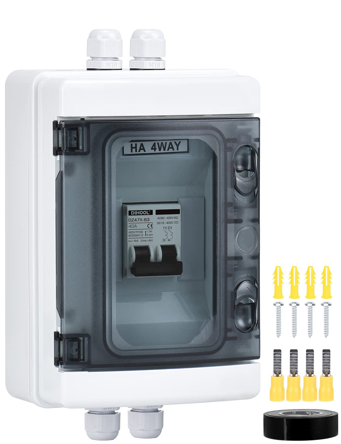 Set tablou de sigurante cu siguranta automata 40A DC 12V-400V sau AC 90V-400V, 2 poli, intrerupator automat pentru sistem fotovoltaic