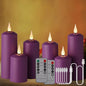 Set 6 lumanari LED reincarcabile, cu telecomanda, efect de flacara, temporizator, intensitate reglabila pe 5 niveluri, pentru Halloween, Craciun, nunta, petrecere, violet