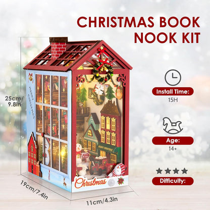 Puzzle 3D, Book Nook DIY cu lumina LED, senzor de miscare si muzica, cotor de carte, accesotiu decorativ multifunctional