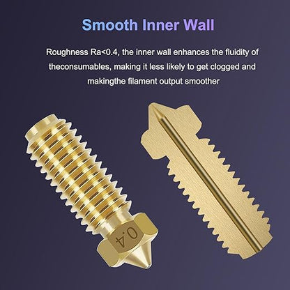 Set 10 duze extrudare imprimanta 3D Anycubic Kobra 3, din alama, de 0, 4 mm, filet M6, duze Hotend extruder cu ac de curatare, pensete si cheie, rezistent la temperaturi ridicate, potrivita pentru majoritatea materialelor FDM