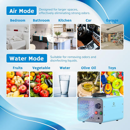 Generator de ozon pentru aer, apa, alimente, jucarii, pana la 370 ㎡, cu temporizator, comutator separat aer/apa, pentru sterilizare si eliminare mirosuri neplacute