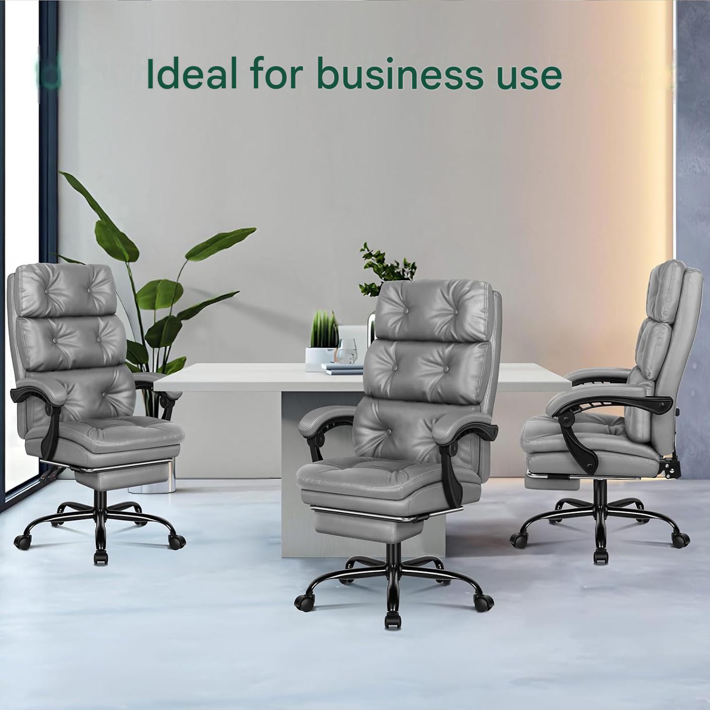 Scaun de birou ergonomic ALFORDSON, piele ecologica PU, spatar ergonomic 3 segmente, tetiera integrata, suport picioare retractabil, inclinare reglabila 90°-150°, reglare pe inaltime 10 cm, rotire 360°, cotiere ergonomice, capacitate 180 kg, gri