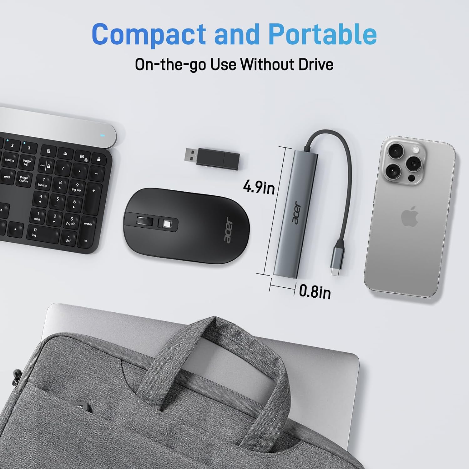 HUB adaptor 5 in 1, cu USB C PD 100W, HDMI, 2 porturi USB 2.0, 1 port USB 3.0, carcasa din aluminiu, portabil, compatibil cu Laptop Acer, Chromebook, Surface, Galaxybook, MacBook Pro/Air, iPad Pro/Air