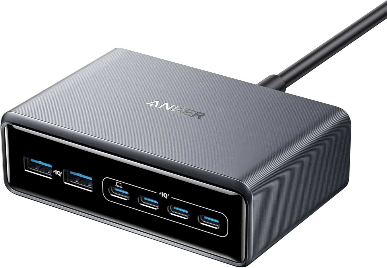 Statie de incarcare 200 W GaN, incarcator retea cu incarcare rapida PD, 4 porturi USB-C si 2 porturi USB-A, protectie la temperatura ridicata, supracurent, scurtcircuit, gri
