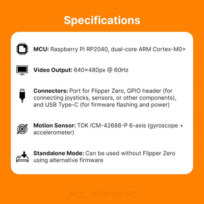 Modul video game pentru Flipper Zero Pinball Zero, placa dezvoltare RP2040, iesire HDMI/USB 640x480 60Hz, senzor miscare 6 Axe ICM-42688-P, GPIO 14 pini, compatibil Raspberry Pi Pico, jocuri retro si proiecte DIY