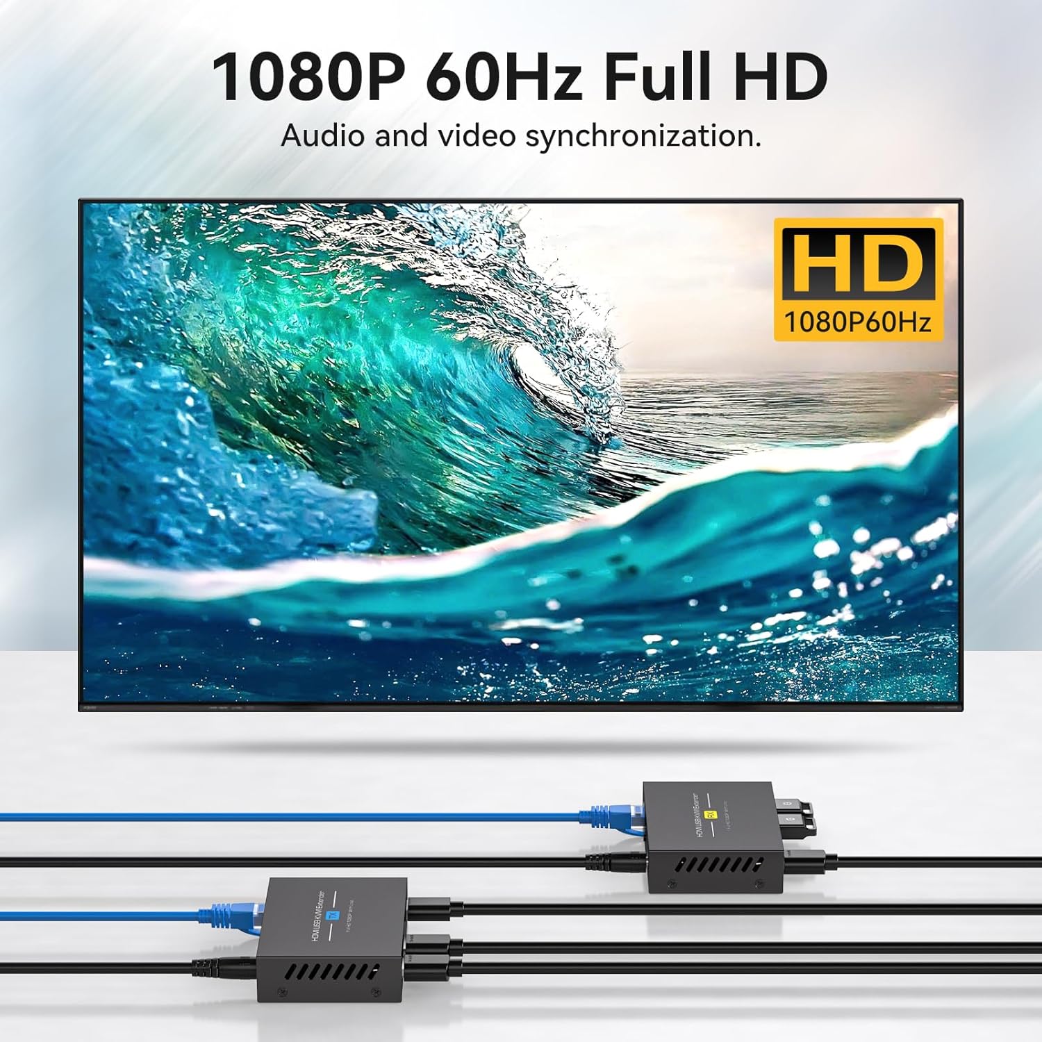 Extender VEDINDUST HDMI KVM prin Ethernet Cat5e/6/7 – 120 m (400 ft), Full HD 1080p60Hz, USB RJ45, USB KVM, suport iesire bucla, transmisie stabila