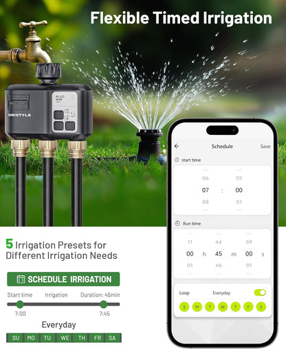 Programator de irigare/udare smart cu 3 iesiri, WiFi, 3 zone irigare, control prin aplicatie, planuri de udare, comenzi vocale prin Alexa si Google Voice Control, compatibil Android si iOS