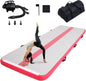 Saltea pentru antrenament gimnastica, gonflabila, 300 x 100 x 10 cm, din PVC, rezistent UV, cu pompa electrica si geanta de transport, roz