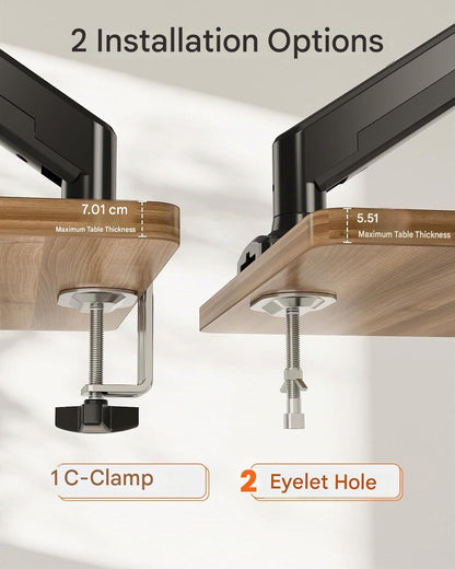 Suport monitor ErGear, brat reglabil 13–34 inch, max 10 kg, VESA 75x75/100x100 mm, montare pe birou cu clema sau traversa, rotatie 360°, inclinare -35°/+90°, pivotare ±90°, reglaj inaltime 44,5 cm, gaming si birou, negru