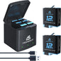 Set 2 acumulatori 1800 mAh si incarcator cu 3 canale, pentru Gopro Hero 12 Black, Hero 11 Black, Hero 10 Black, Hero 9 Black