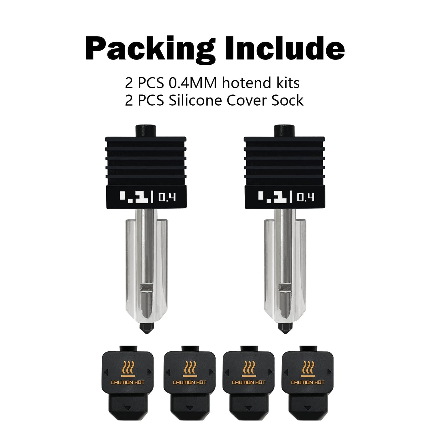 Set de 2 Hotend-uri pentru imprimante 3D Bambu Lab A1 / A1 Mini / H2D Combo, cu duza de 0.4 mm din otel calit, cu 2 sosete din silicon