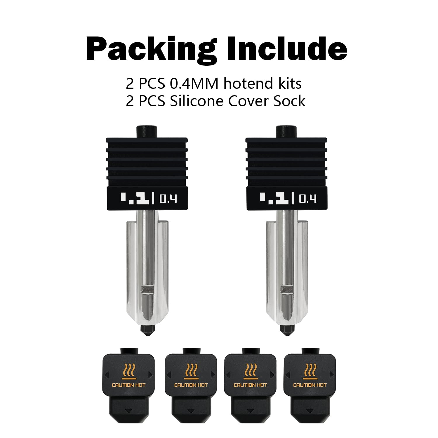 Set de 2 Hotend-uri pentru imprimante 3D Bambu Lab A1 / A1 Mini / H2D Combo, cu duza de 0.4 mm din otel calit, cu 2 sosete din silicon
