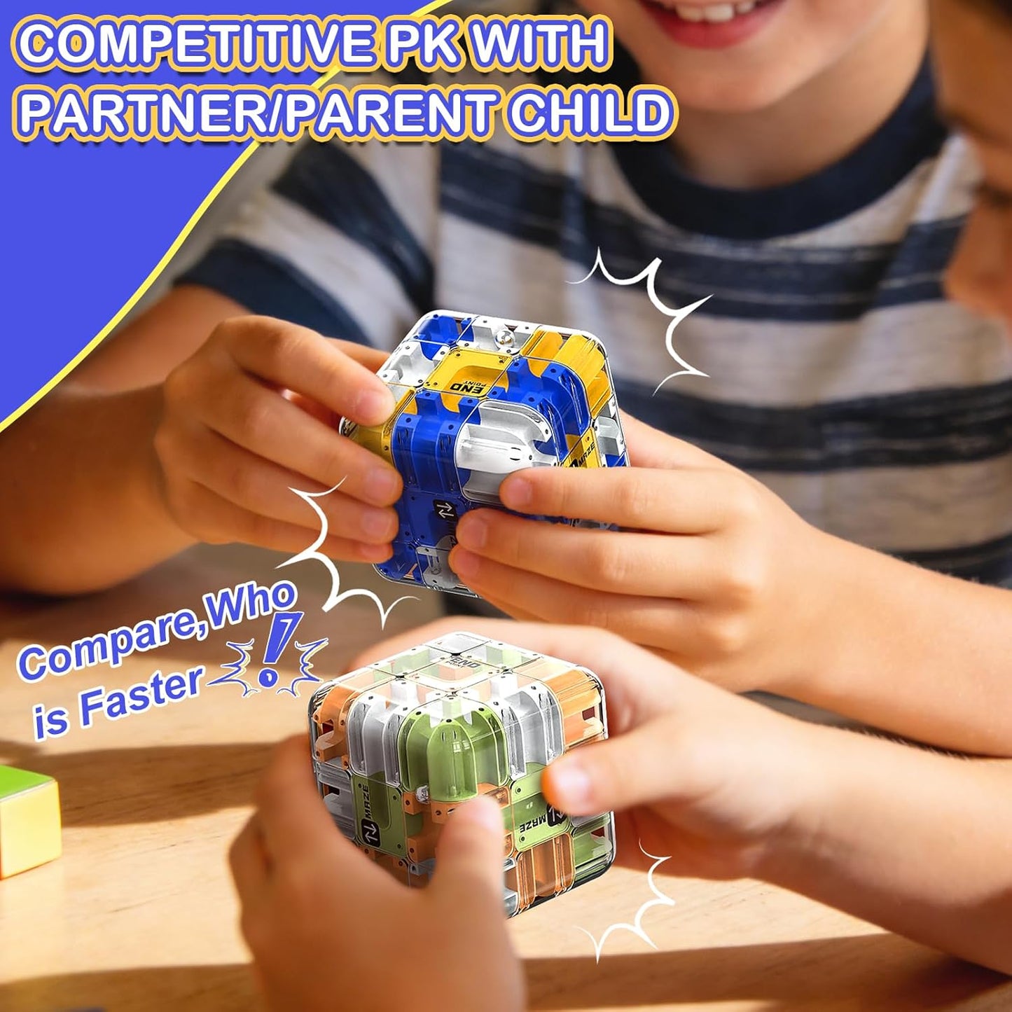 Labirint puzzle 3D Coolden 2 in 1 cu bile rotitoare, cub magic mare, jucarie interactiva si educativa, joc de inteligenta pentru dezvoltarea gandirii logice si a rationamentului, antistres, distractiv pentru copii si adulti, cadou de ziua de nastere