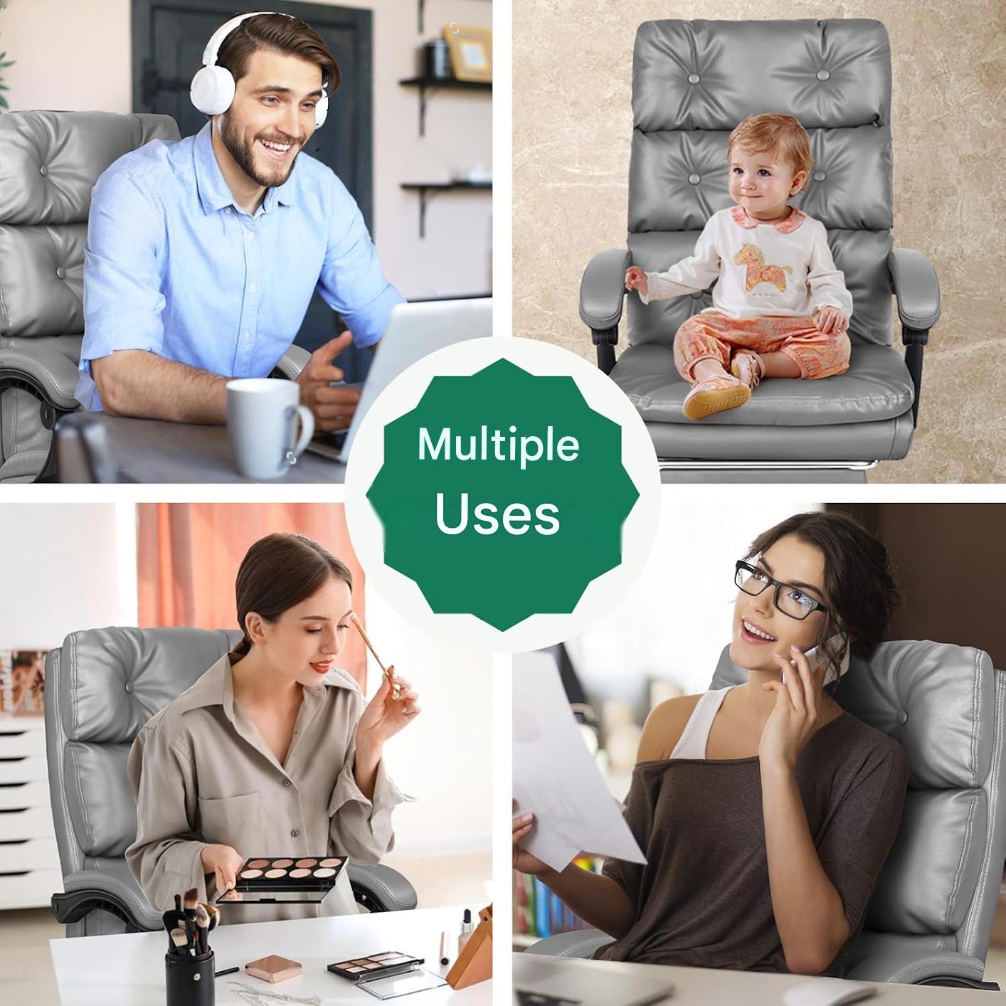 Scaun de birou ergonomic ALFORDSON, piele ecologica PU, spatar ergonomic 3 segmente, tetiera integrata, suport picioare retractabil, inclinare reglabila 90°-150°, reglare pe inaltime 10 cm, rotire 360°, cotiere ergonomice, capacitate 180 kg, gri