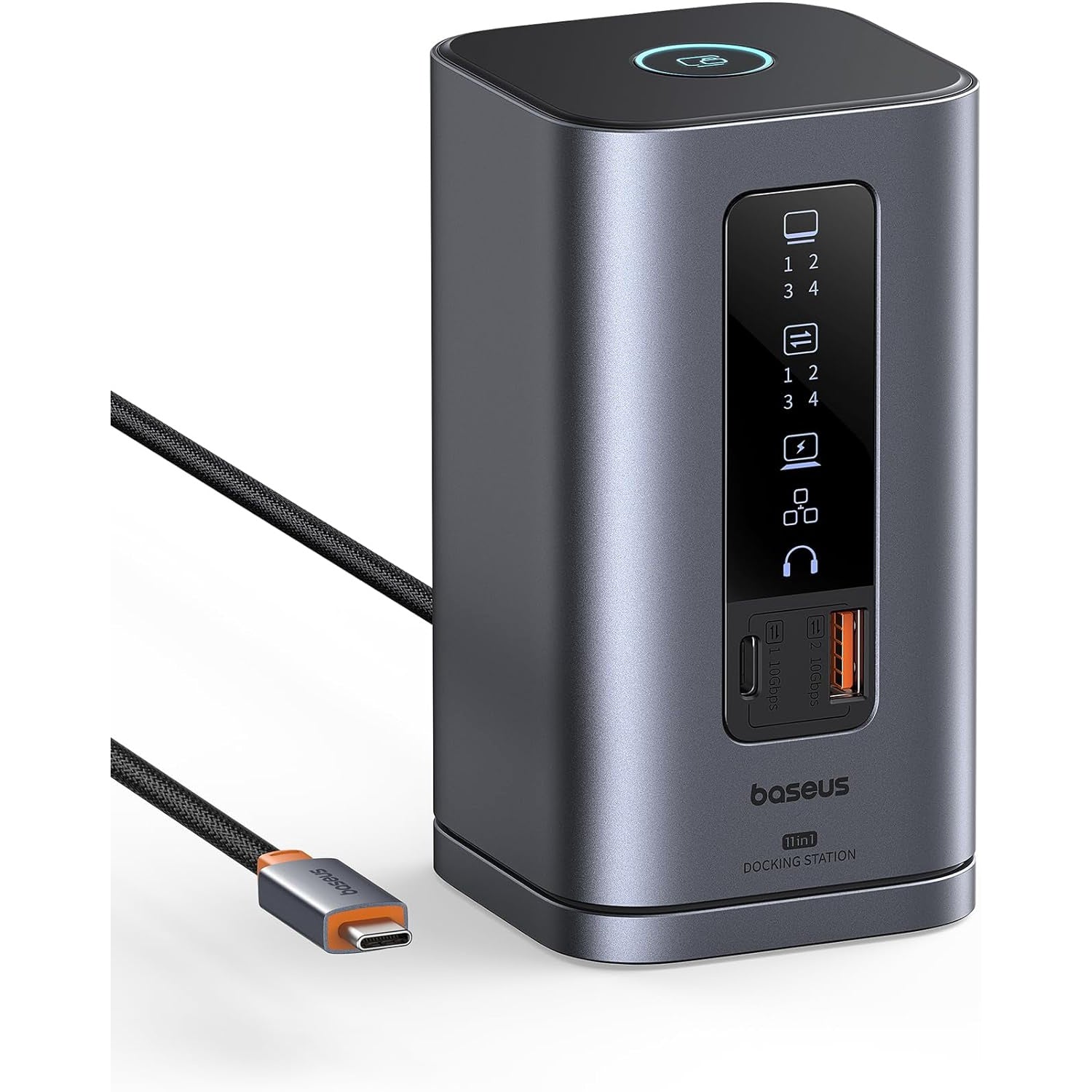 Statie de andocare 11 in 1, extindere la 3 monitoare, cu buton blocare ecran, 2 x HDMI, 2 x DisplayPort 4K @ 60Hz, 3 x USB-A, 3 x USB-C, 1 x Ethernet RJ-45 1GBPS, 1 x AUX, cu baza magnetica, multifunctional