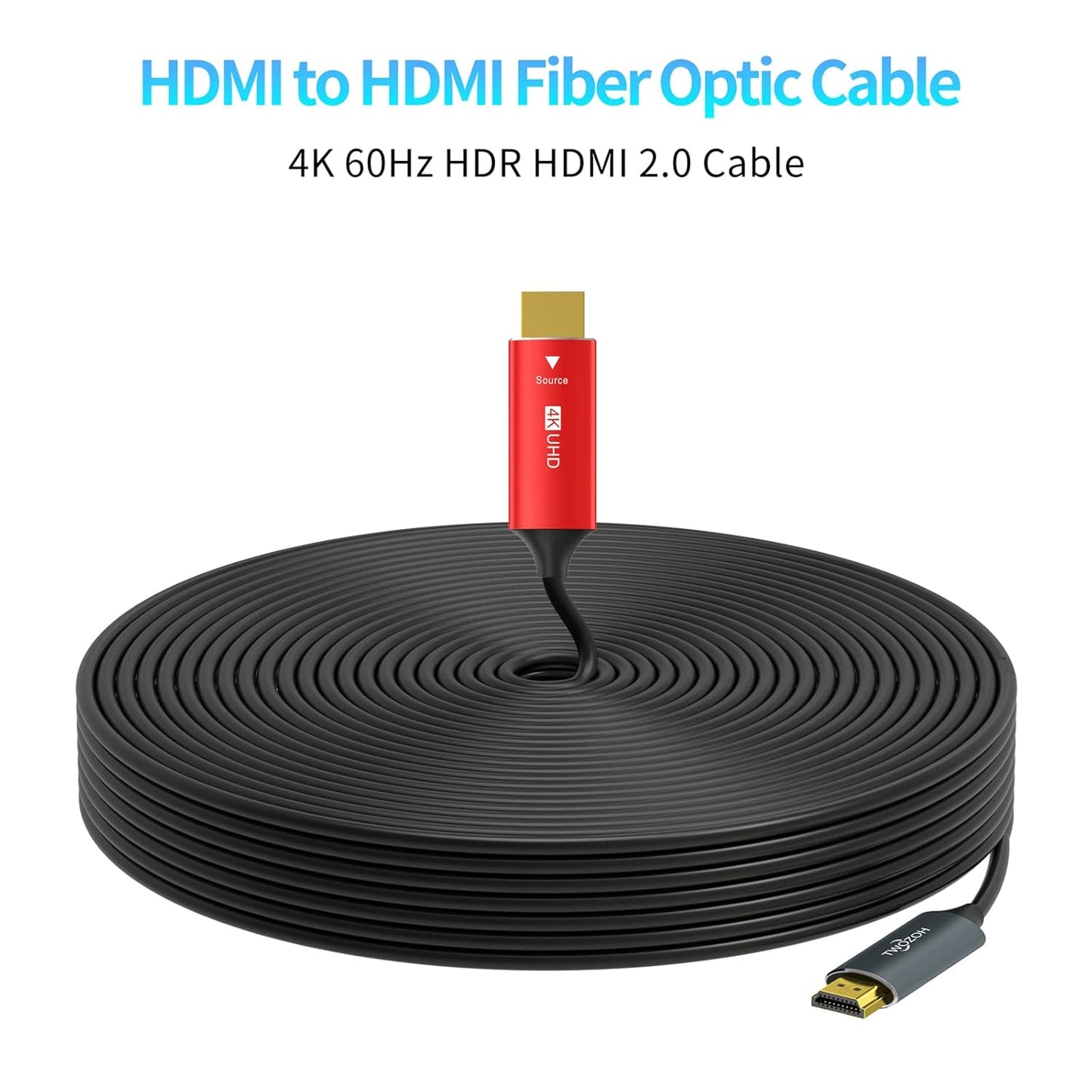 Cablu HDMI 2.0 de 50m, 4K/60Hz, 18Gbps, prin fibra optica, 3D UHD, Audio Return (ARC), 18Gbps, HDCP 2.2, unidirectional, conector placat cu aur, universal