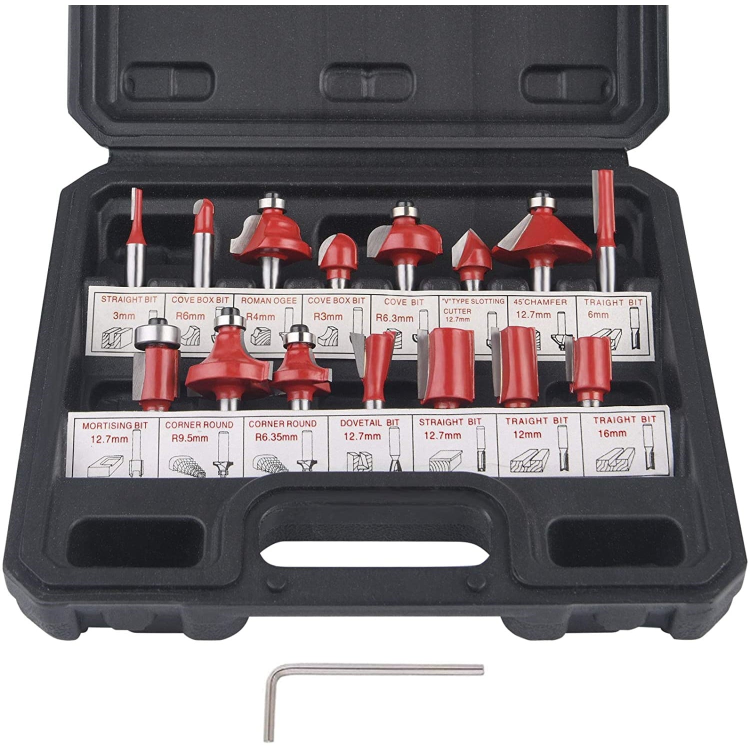 Set de 15 buc freze pentru lemn, 6-15 mm plus cutie de transport