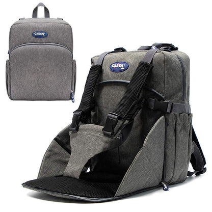 Geanta pentru schimburi, ghiozdan multifunctional cu scaunel port-bebe, de mare capacitate, rucsac de calatorie, Gri
