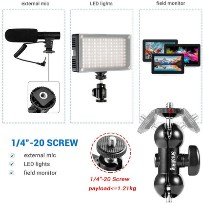Clema Smallrig multifunctionala cu bila de fixare accesorii foto-video DSLR, cu menghina si surub 1/4", articulatie rotativa 360º