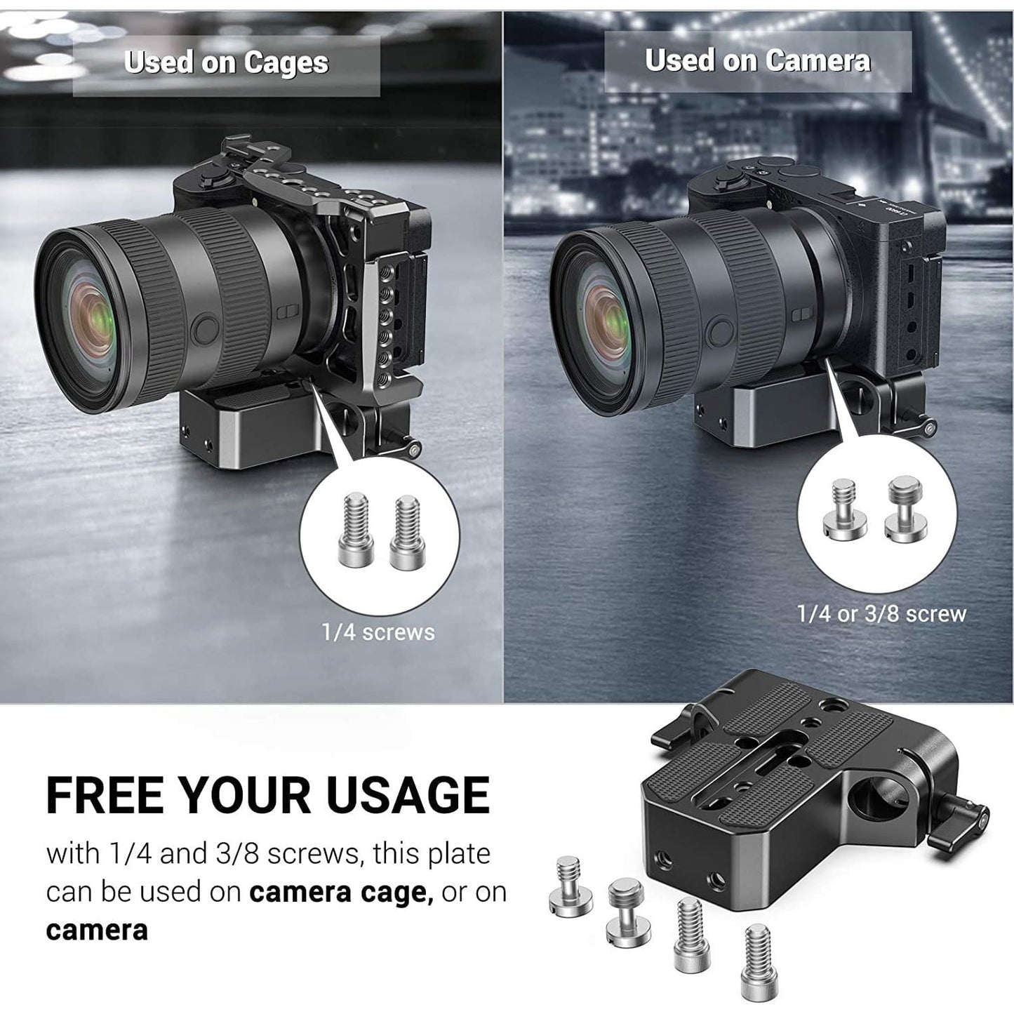 Placa de baza Smallrig cu clema de stalp U-base pentru Sony FS5 FS7, Sony A7 Series, Canon C100 / C300 / C500-1674