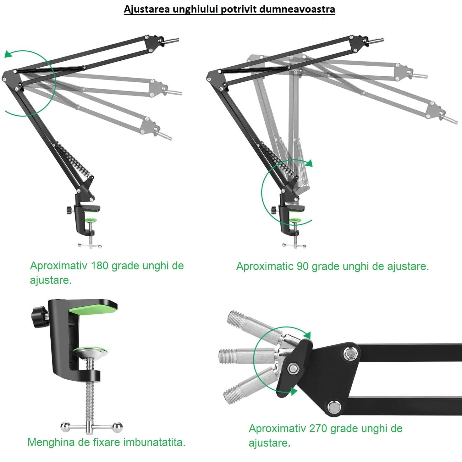 Set Brat cu menghina cu suport pentru microfon si Filtru ,stand Agptek , Profesional , Adjustabil
