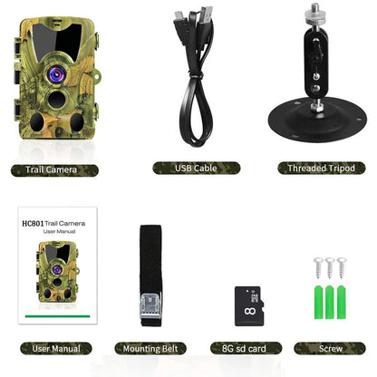 Camera de vanatoare 24MP,1080P, senzor de miscare, night vision, cu unghi larg de 120 ° rezistent la praf, card de memorie 8Gb