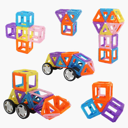 Set inteligent, educativ si creativ , Joc magnetic de contructie, 42 piese magnetice fosforescente
