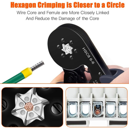 Set cleste de sertizat hexagonal pini connectori cu 1900 bucati terminale conductori 0,25- 6 mm