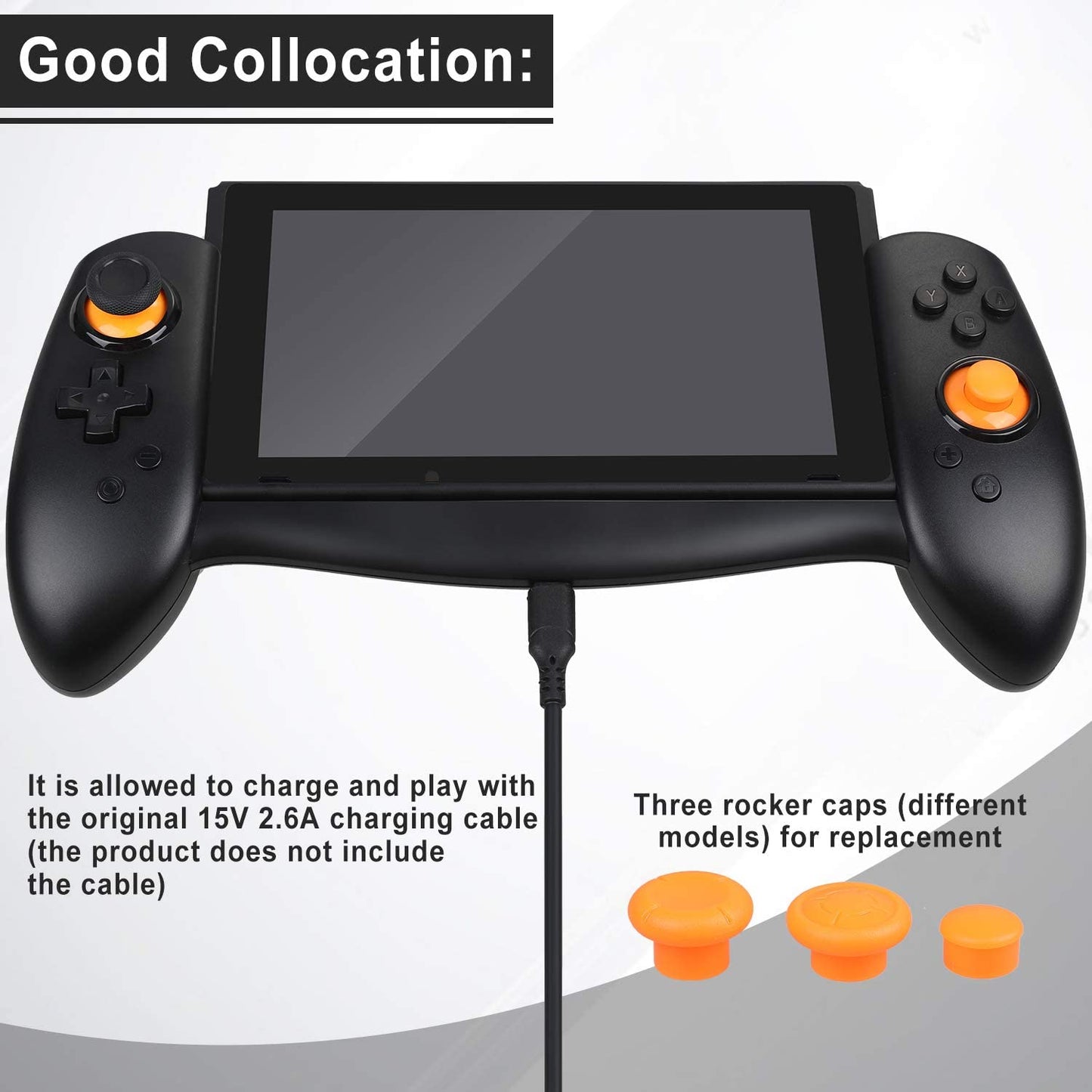 Controller pentru Nintendo Switch, model imbunatatit, ergonomic, cu vibratie dubla, 3 capace joystick diferite, giroscop cu 6 axe