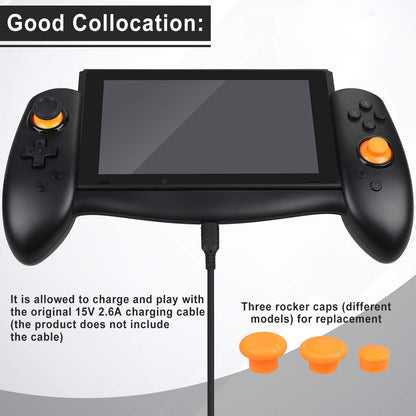Controller pentru Nintendo Switch, model imbunatatit, ergonomic, cu vibratie dubla, 3 capace joystick diferite, giroscop cu 6 axe