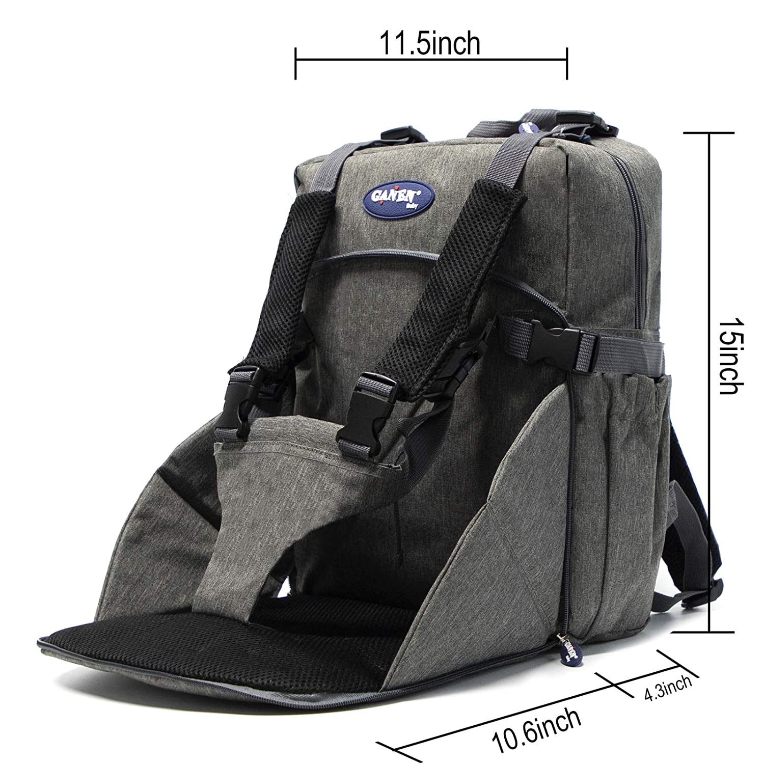 Geanta pentru schimburi, ghiozdan multifunctional cu scaunel port-bebe, de mare capacitate, rucsac de calatorie, Gri