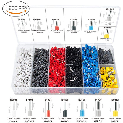 Set cleste de sertizat hexagonal pini connectori cu 1900 bucati terminale conductori 0,25- 6 mm