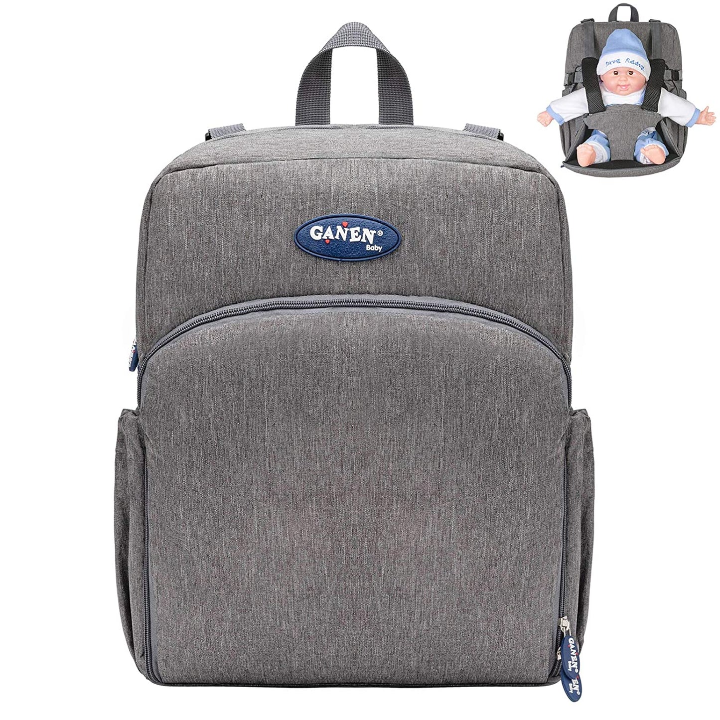Geanta pentru schimburi, ghiozdan multifunctional cu scaunel port-bebe, de mare capacitate, rucsac de calatorie, Gri