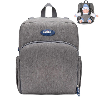 Geanta pentru schimburi, ghiozdan multifunctional cu scaunel port-bebe, de mare capacitate, rucsac de calatorie, Gri