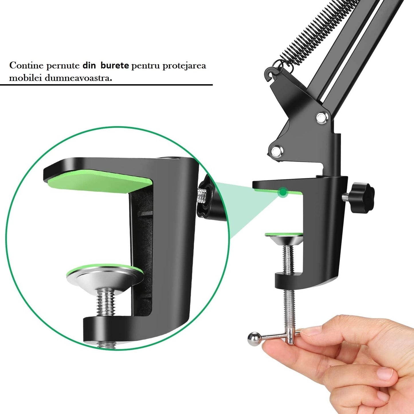 Set Brat cu menghina cu suport pentru microfon si Filtru ,stand Agptek , Profesional , Adjustabil