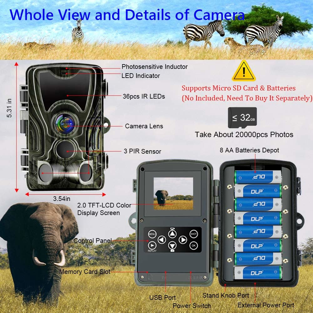 Camera de vanatoare cu senzor de miscare , HC-801A , 16 MP , full HD , 1080P , night vision , hunting camera , camera de supraveghere