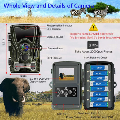 Camera de vanatoare cu senzor de miscare , HC-801A , 16 MP , full HD , 1080P , night vision , hunting camera , camera de supraveghere