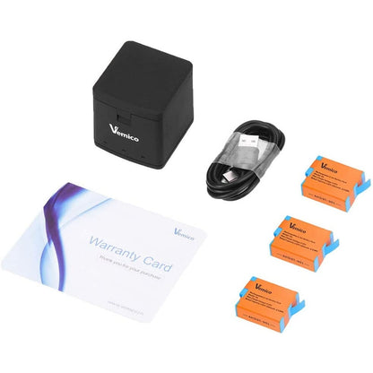 Set 3 Acumulatori 1800 mAh + incarcator pentru GoPro Hero 9 , Vemico G4