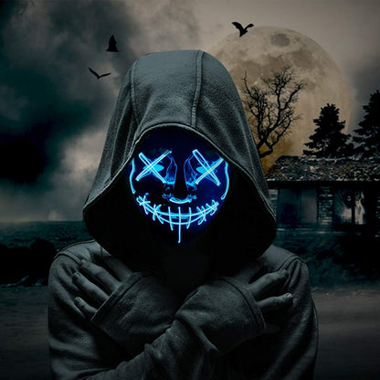 Masca Halloween cu led , cu fir electroluminescent de neon , masca purge horror luminoasa