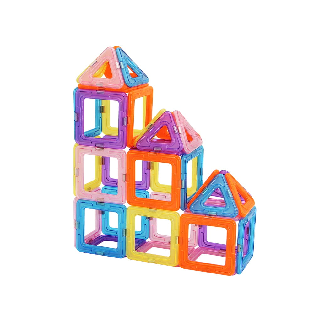 Set inteligent, educativ si creativ , Joc magnetic de contructie, 42 piese magnetice fosforescente