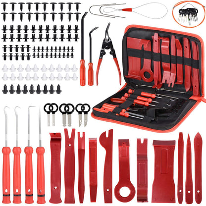 Trusa demontare interior auto, radio, trimuri, fete de usa, panou de bord, cu clipsuri, cu 139 piese si husa de protectie