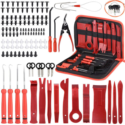 Trusa demontare interior auto, radio, trimuri, fete de usa, panou de bord, cu clipsuri, cu 139 piese si husa de protectie