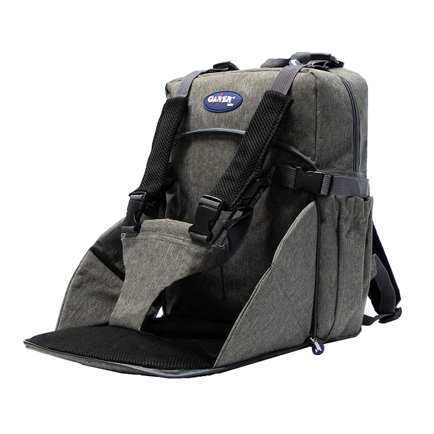 Geanta pentru schimburi, ghiozdan multifunctional cu scaunel port-bebe, de mare capacitate, rucsac de calatorie, Gri