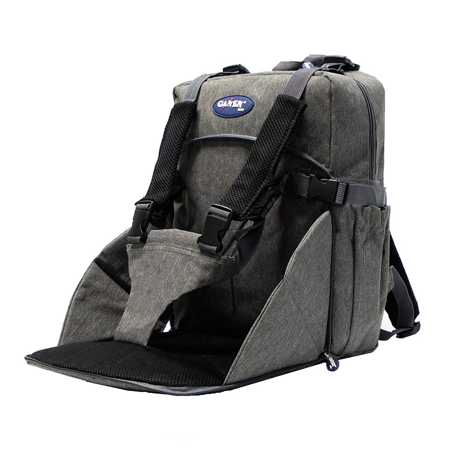 Geanta pentru schimburi, ghiozdan multifunctional cu scaunel port-bebe, de mare capacitate, rucsac de calatorie, Gri