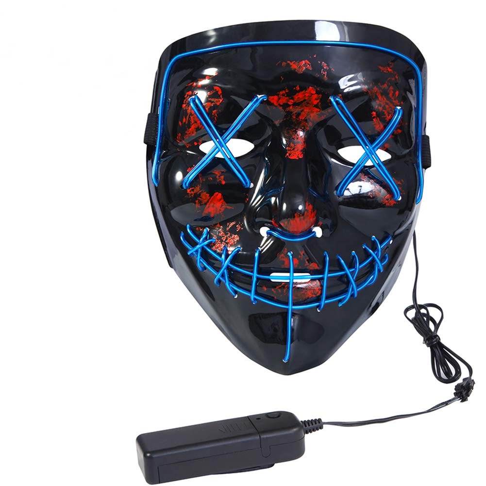 Masca Halloween cu led , cu fir electroluminescent de neon , masca purge horror luminoasa