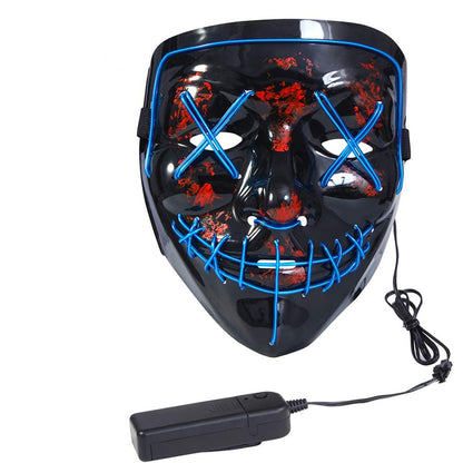 Masca Halloween cu led , cu fir electroluminescent de neon , masca purge horror luminoasa