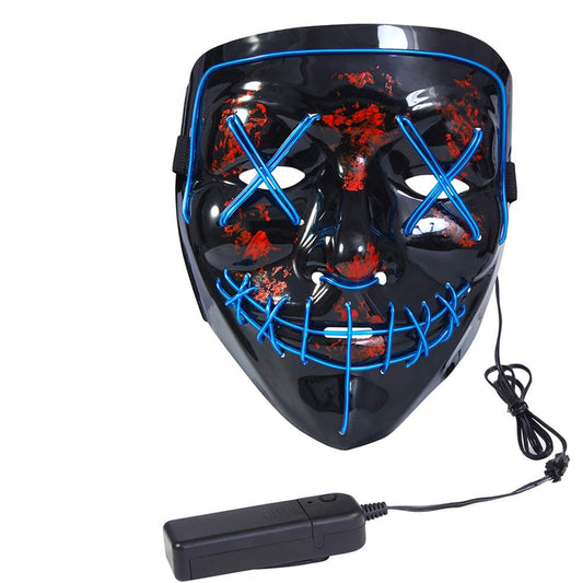 Masca Halloween cu led , cu fir electroluminescent de neon , masca purge horror luminoasa